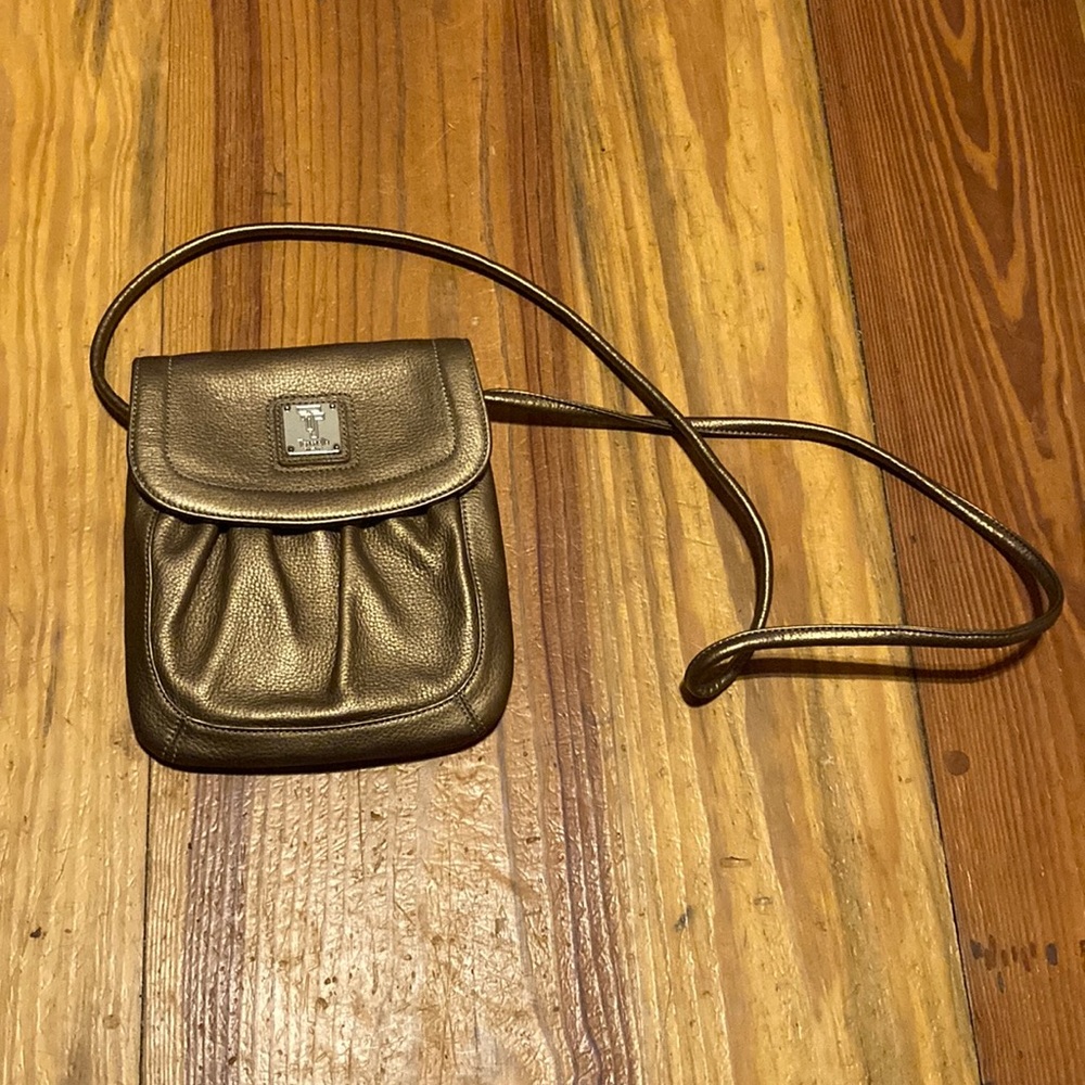 Tignanello gold/copper colored purse made with real leather